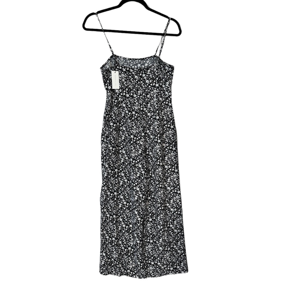 Sugarlips Floral Jumpsuit, Black/White, Size Small, NWT, cropped, square neck - Picture 6 of 10